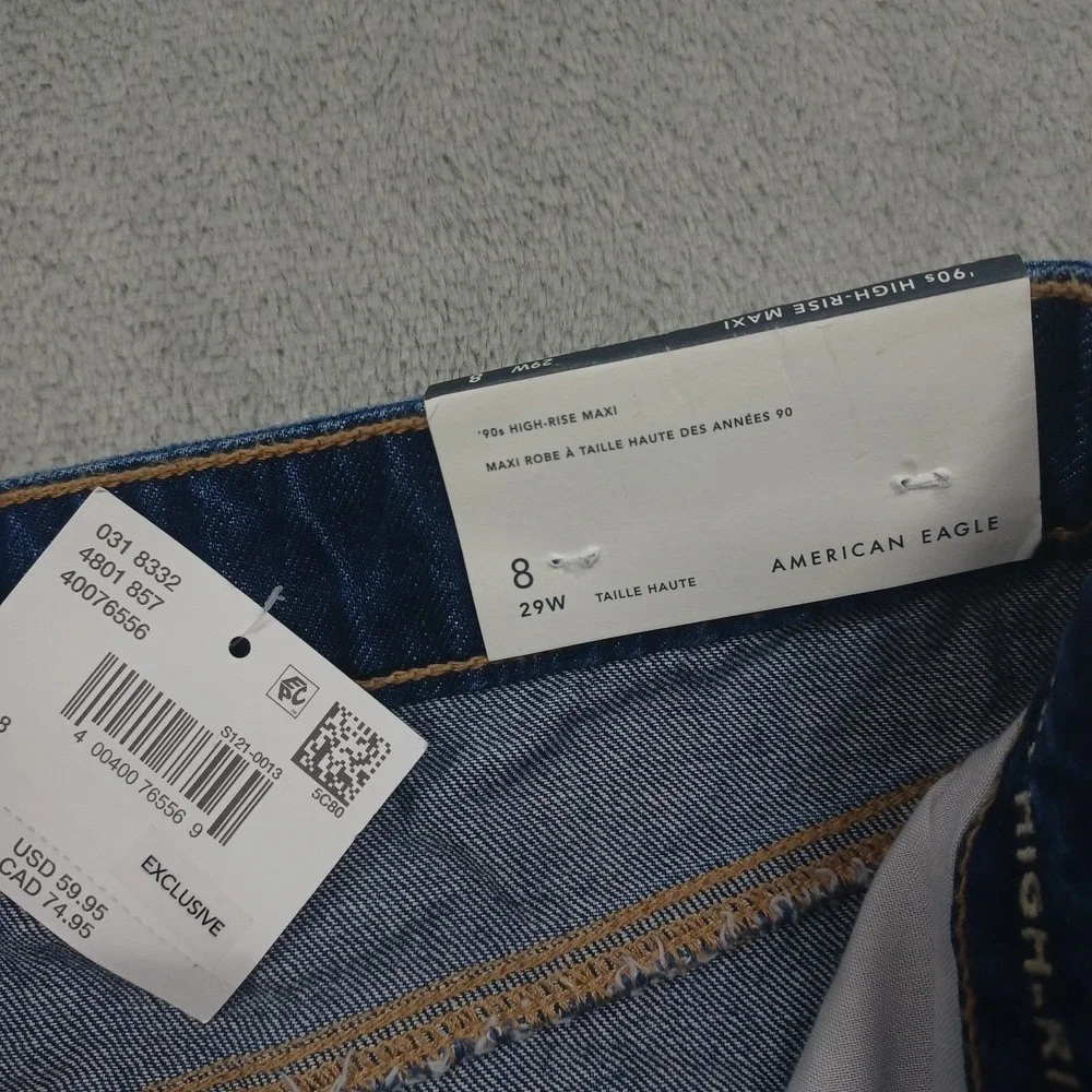 American‎ Eagle Skirt Womens 8 Blue Denim High Rise Maxi NWT